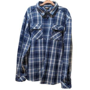 Pacific Trail Long Sleeve Brawny Flannel Button Up Blue Plaid 100% Cotton XL